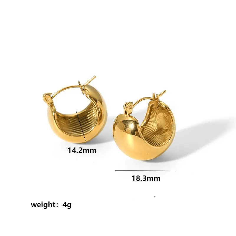 1 pair of simple classic  gold-plated stainless steel polished spherical earrings for women's jewelry for daily wear h5Picture2